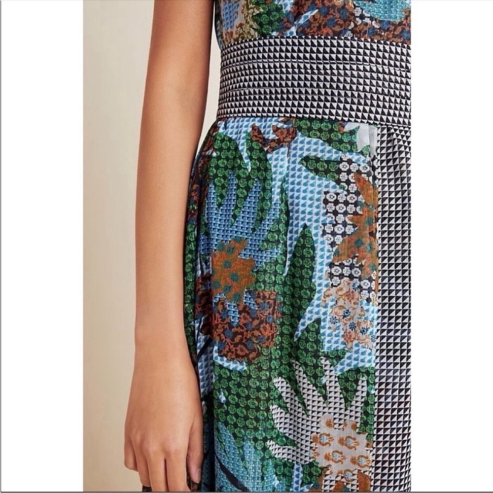 BHLDN Sachin & Babi Kimora Floral Metallic Halter Neck Maxi Dress Blue 2 NWT - Picture 2 of 10